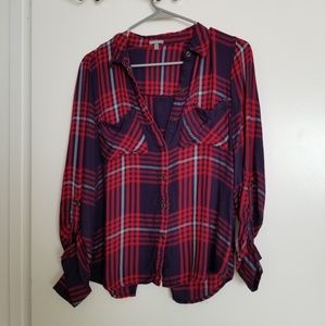 Open Back Flannel pattern top